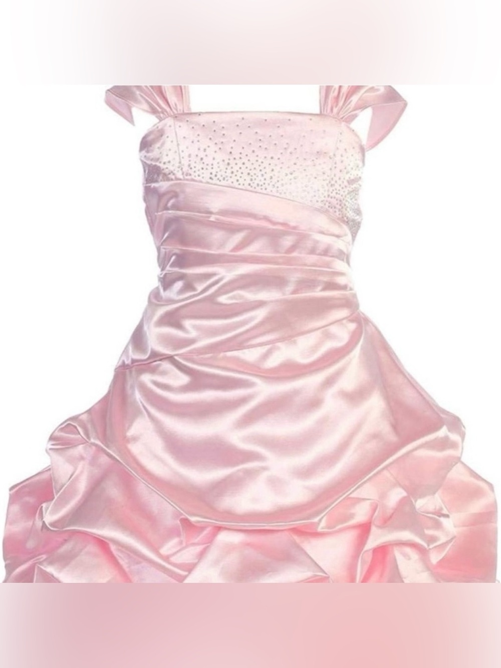 Wonder Girl Shirley Temple Girls Size 14 Pink Satin Rhinestone Formal Dress